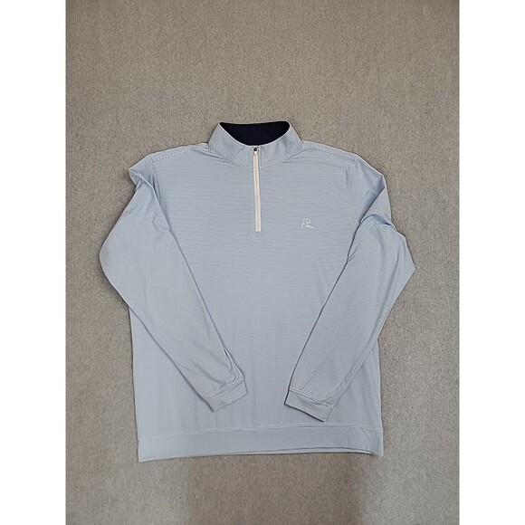 Rhoback Other - Rhoback Pullover Sweater Mens L Blue White Stripe 1/4 Zip Knit Preppy Golf Dad